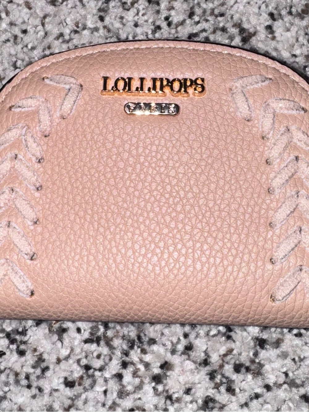 Lollipops Pink Pebbled Leather Wallet with Gold Logo